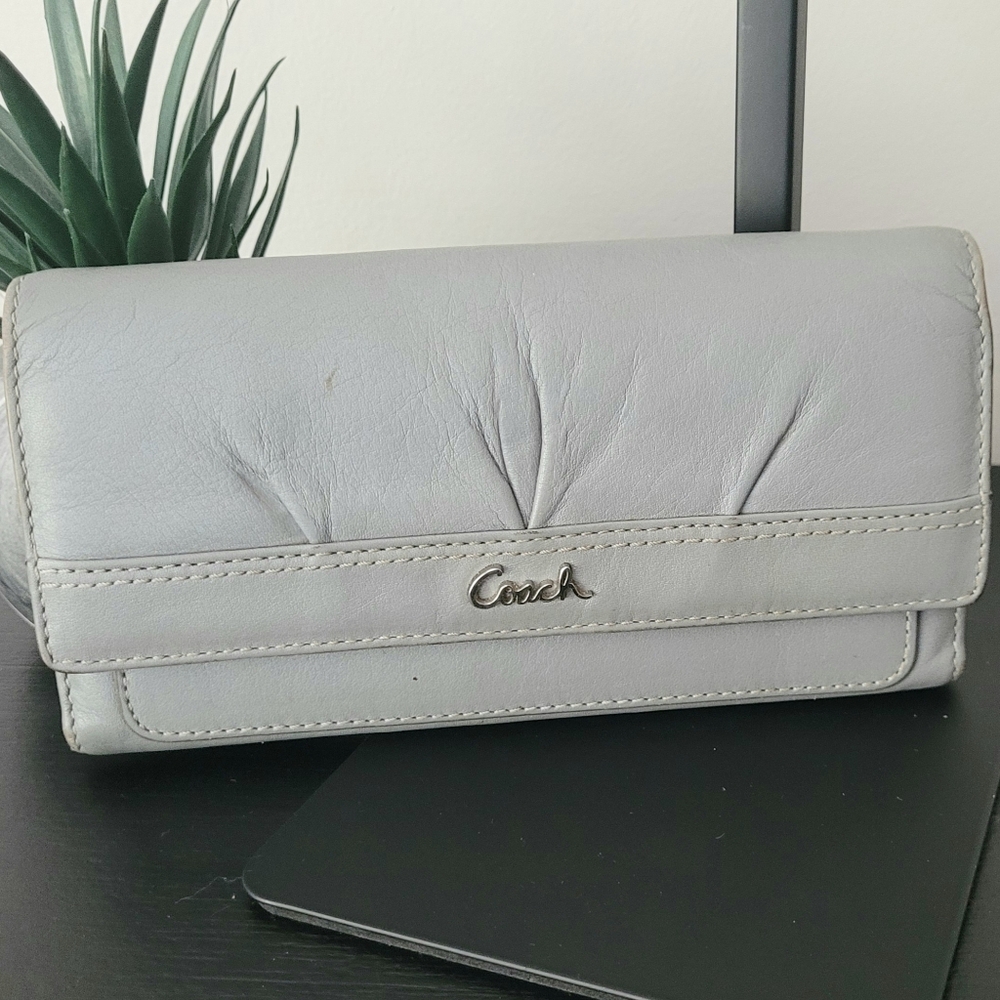 Coach Light Gray Leather Women's Wallet